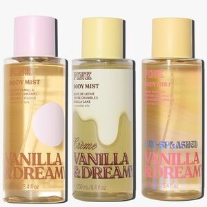 PINK Victoria's Secret Vanilla & Dreamy  Body Mist Set of 3 NEW
